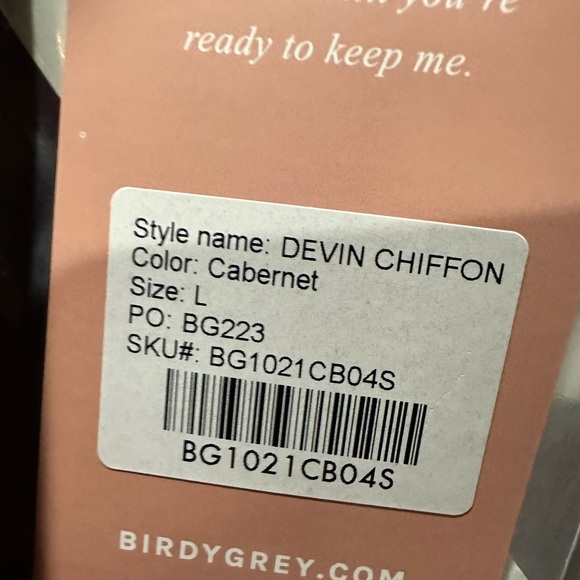 Birdy Grey DEVIN CONVERTIBLE DRESS CHIFFON CABERNET LARGE NEW NWT BRIDESMAID - Picture 4 of 4
